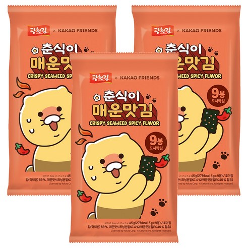 카카오 춘식이 매운맛 도시락김, 5g, 27개