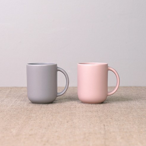 보울보울 레트로라인 핸들머그 360ml, 파우더핑크+애쉬그레이, 2개