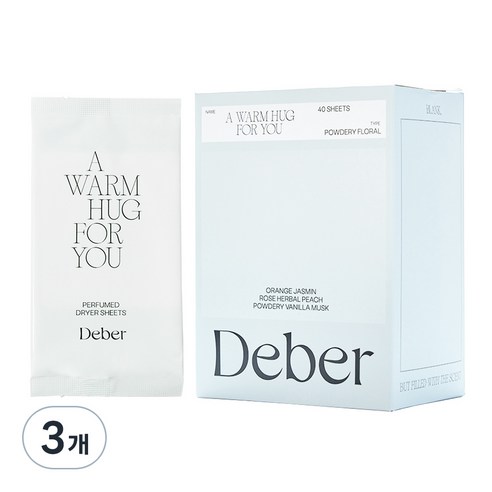 디베르 퍼퓸 건조기 시트 베이비 파우더 본품, 3개, 40매