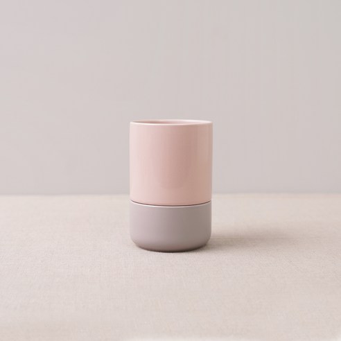 보울보울 국산 레트로라인 물빠짐 수저통 M, 파우더핑크 + 애쉬그레이, 1개