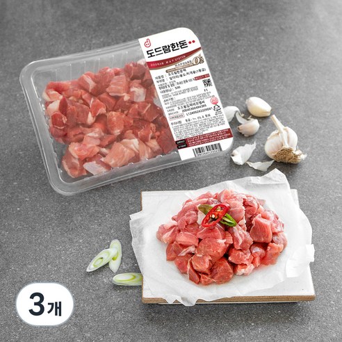 도드람한돈 1등급 앞다리 찌개용 (냉장), 500g, 3개