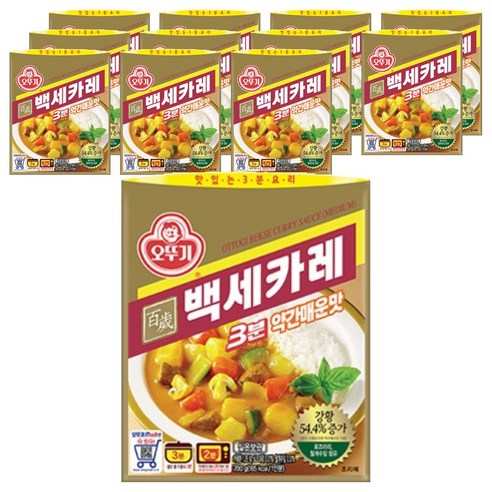 오뚜기3분 백세카레 약간매운맛, 12개, 200g