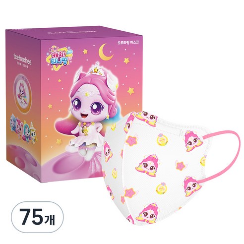 티히히 키즈 캐치티니핑 S5 캐릭터 마스크 아동용 소형 M, 1매, 75개, 오로라핑