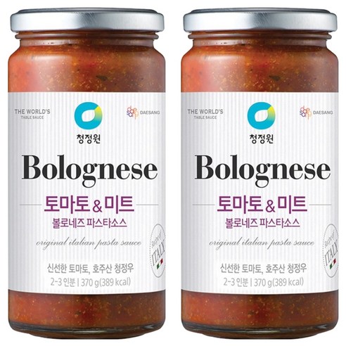 청정원 볼로네즈 파스타소스 토마토&미트, 370g, 2개