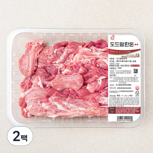 도드람한돈 앞다리팩 불고기용 (냉장), 1000g, 2개