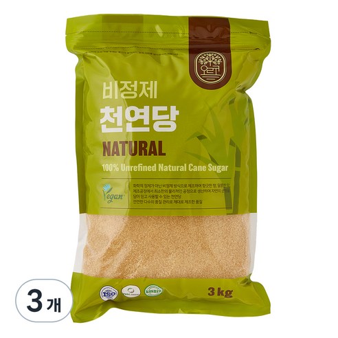 오르코 천연당 갈색설탕, 3kg, 3개