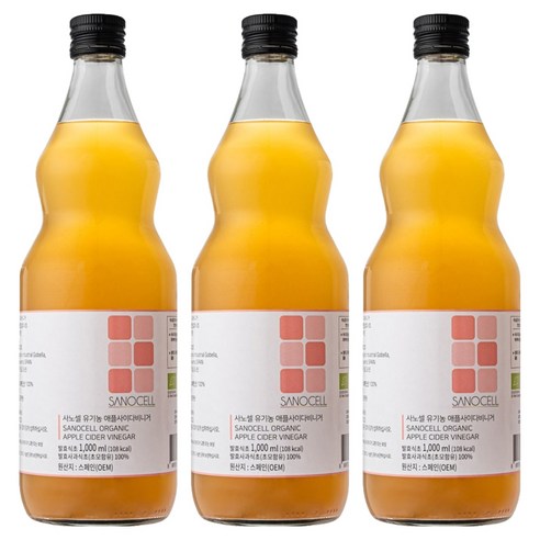 사노셀 유기농 애플사이다 비니거, 1L, 3개