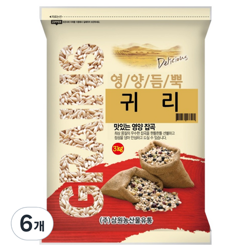 삼원농산 수입 귀리, 3kg, 6개