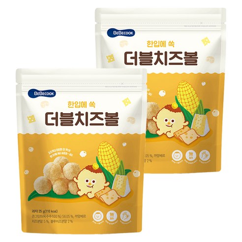 베베쿡 콘볼 과자, 2개, 더블치즈볼