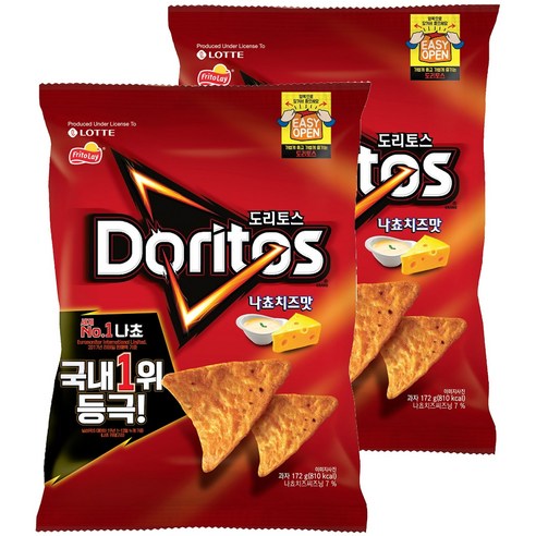 롯데제과 도리토스 나쵸치즈맛 과자, 172g, 2개
