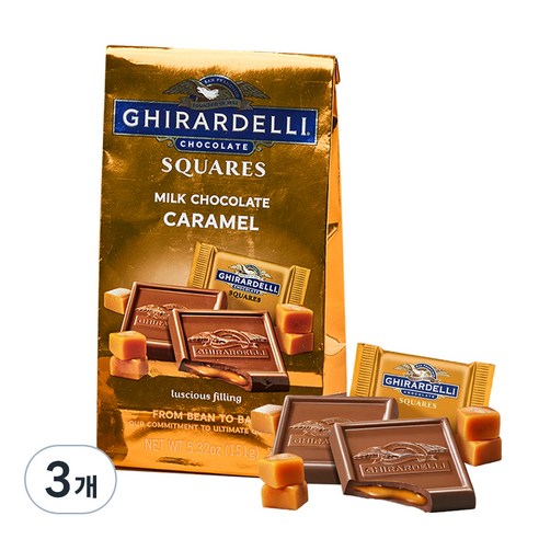 기라델리 밀크 초콜릿 카라멜 스퀘어백, 151g, 3개