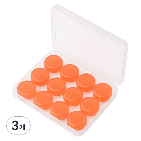실리콘 귀마개 오렌지, 3개, 12개입