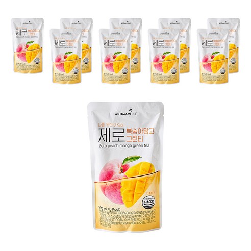 제로 복숭아망고그린티 에이드 190mlX10입, 190ml, 10개