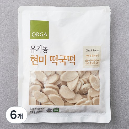 올가홀푸드 유기가공식품 인증 현미 떡국떡, 500g, 6개