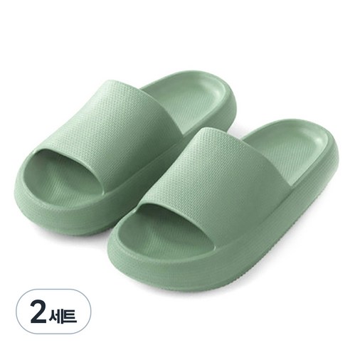 마켓플랜 통통 거실 실내화, 그린, 2세트