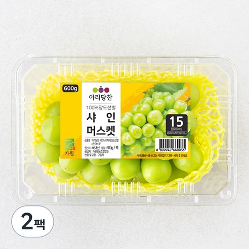 아리당찬 당도선별 샤인머스캣, 600g, 2팩