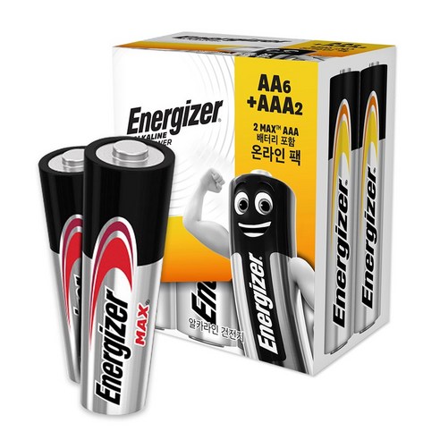 에너자이저 알카라인 건전지 파워 AA 6p + 맥스 AAA 2p, 1세트