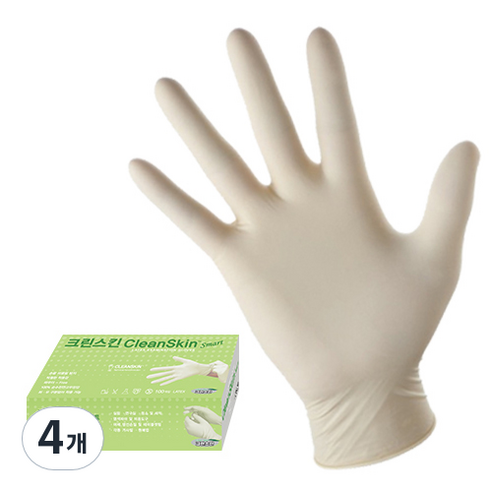 크린스킨 라텍스스마트 천연고무 라텍스장갑 M, 아이보리, 중(M), 4개