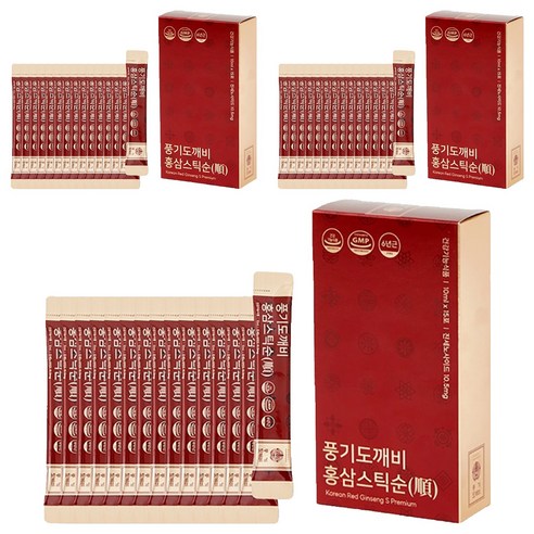 풍기도깨비 6년근 홍삼스틱 순 10ml X 15p, 150ml, 3박스