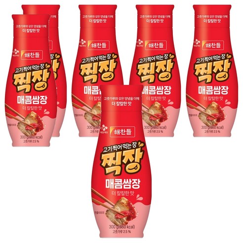 해찬들 찍장 매콤쌈장 튜브형, 300g, 6개
