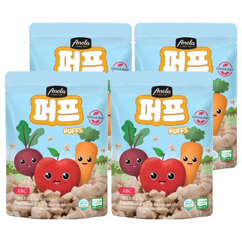 아넬라 유기농 사과비트당근 퍼프, 혼합맛(사과/비트/당근), 20g, 4개