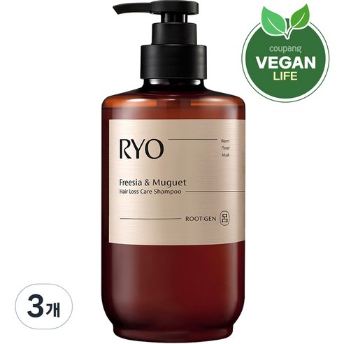 려 루트젠 퍼퓸 탈모증상전문케어 샴푸 프리지아 앤 뮤겟, 3개, 515ml