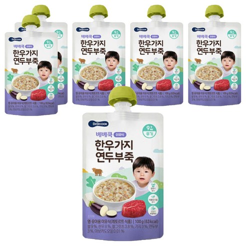 베베쿡 한우 가지 연두부죽 실온이유식 후기 100g, 6개, 한우 + 가지 + 연두부 혼합맛