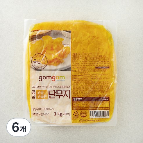 곰곰 꼬들꼬들한 단무지, 1kg, 6개