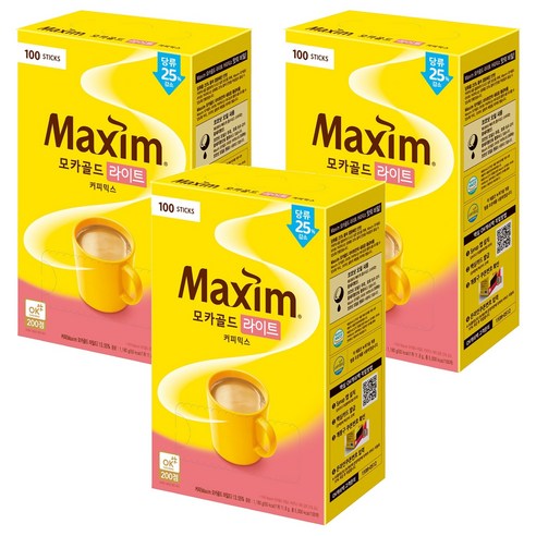 맥심 모카골드 라이트 커피믹스, 11.8g, 100개입, 3개