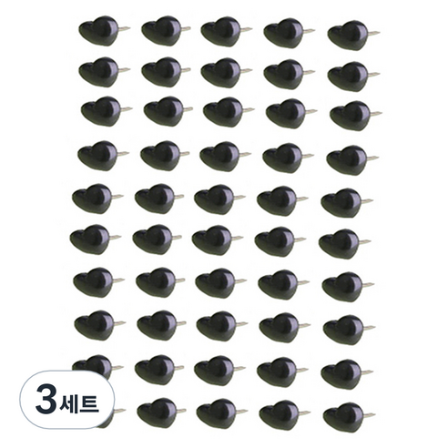 문구담 귀여운 하트모양 압정 세트 블랙, 50개입, 3세트