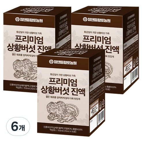 참앤들황토농원 프리미엄 상황버섯진액 30p, 2.1L, 6개