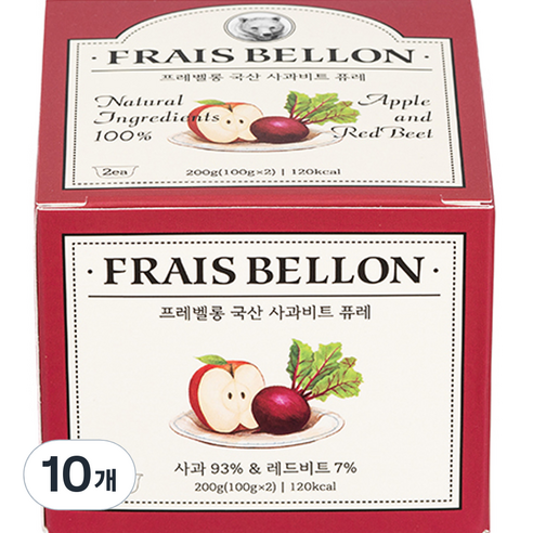 프레벨롱 국산 과일 퓨레, 혼합맛(사과/비트), 100g, 10개