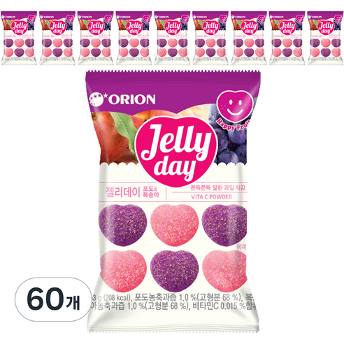 젤리데이 포도 앤 복숭아, 63g, 60개