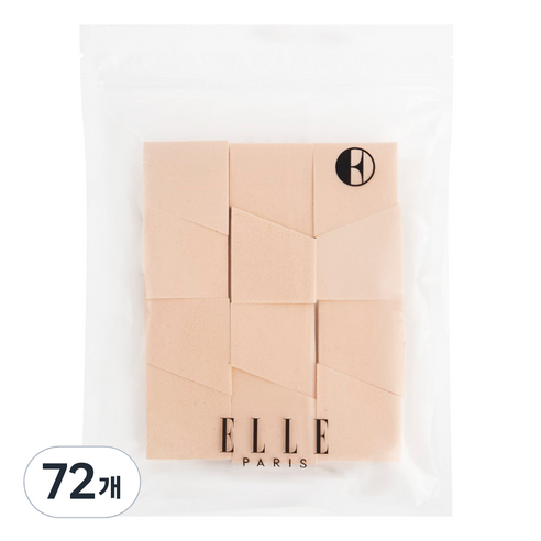 ELLE PARIS 웨지 메이크업 퍼프 대용량, 72개, 무향