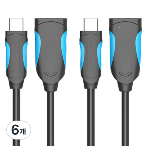벤션 무산소 OTG 케이블 C타입 25cm, 블랙 + 블루, 6개
