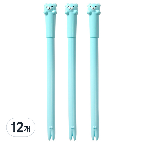 큐티베어 젤펜 0.5mm, 블루, 12개