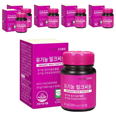 뉴트리코어 유기농 밀크씨슬, 30정, 6개