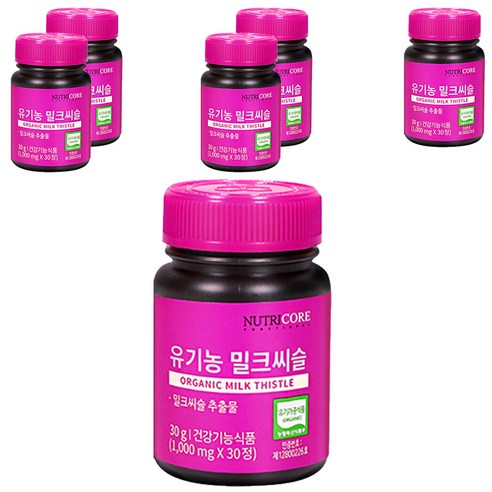 뉴트리코어 유기농 밀크씨슬, 30정, 6개
