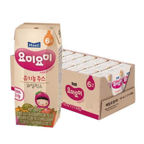 맘마밀요미요미 유기농 주스 125ml, 종합과일, 24팩