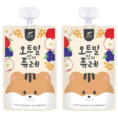 리틀스푼 오트밀인더퓨레, 혼합맛(사과/블루베리/귀리), 100g, 2개