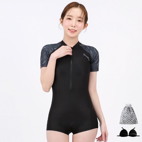 아쿠아티카 여성용 반팔 원피스 2부 수영복 3종세트