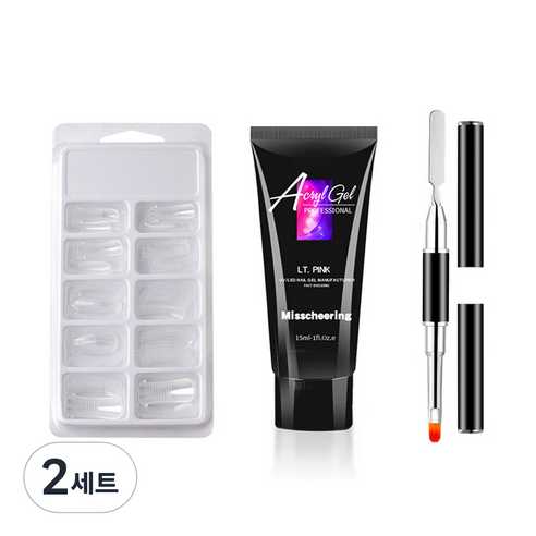 네일연장 폴리젤 세트 06 브라운, 폴리젤 15ml + 연장팁 100p + 듀얼브러시, 2세트