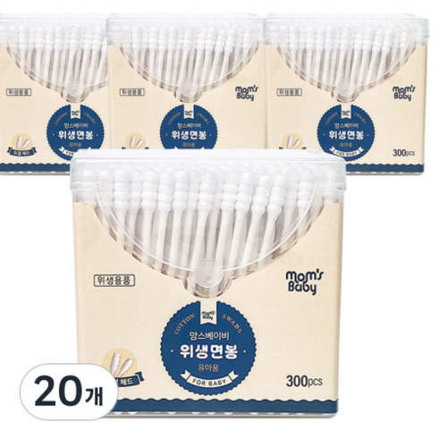 맘스베이비 유아용 위생면봉, 300개입, 20개