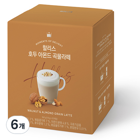 할리스 호두 아몬드 곡물라떼, 18g, 20개입, 6개