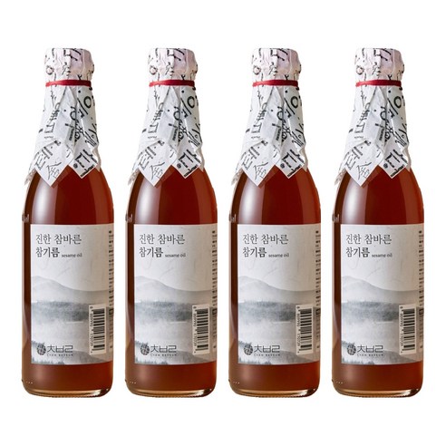 향유 진한 참바른 저온압착 참기름, 350ml, 4개