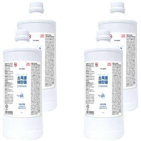 더블유제약 소독용 에탄올, 4개, 1L