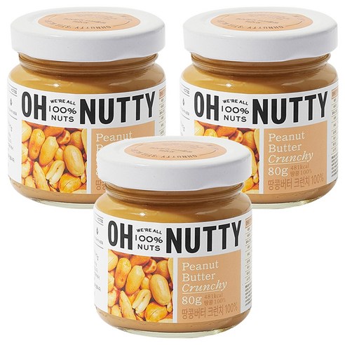 오넛티 땅콩버터 크런치 100%, 80g, 3개