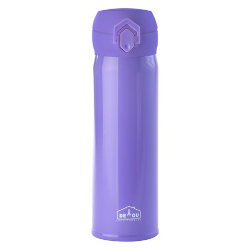 디유 비비드 스테인레스 원터치 2중 진공 보온 보냉병, 퍼플, 500ml, 1개