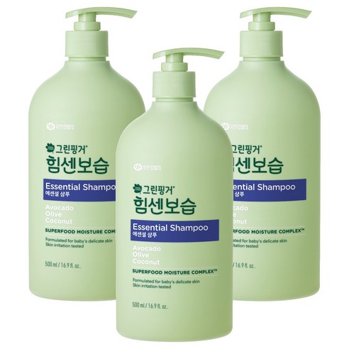그린핑거 유아용 힘센보습 에센셜 샴푸, 3개, 500ml