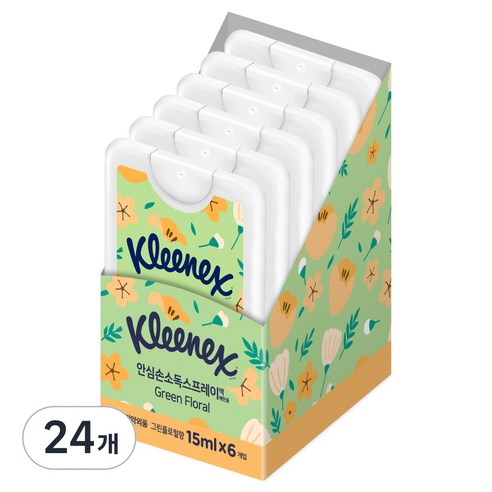 크리넥스 안심손소독 스프레이 그린플로럴, 15ml, 24개